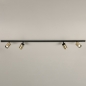 Foto 74946-4 onderaanzicht: Luxe spanningsrail in het zwart met goud met vier spots en verder uit te breiden met o.a. hanglampen
