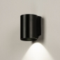 Foto 74950-4 schuinaanzicht: Zwarte GU10 koker wandlamp down light voor binnen, buiten en badkamer