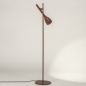 Foto 74972-3 schuinaanzicht: Bruinrode vloerlamp van metaal met GU10 fitting en zwart snoer 