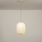 Foto 75003-15: Lampion hanglamp van beige stof in ovale vorm