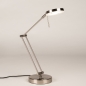 Foto 75080-2: Moderne Schreibtischleuchte aus Stahl mit mattiertem Glas, flexiblem Arm und dimmbarer LED-Beleuchtung