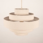 Foto 75083-11 schuinaanzicht: Ronde hanglamp van beige linnen