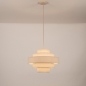 Foto 75083-2 schuinaanzicht: Ronde hanglamp van beige linnen