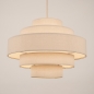 Foto 75083-5 vooraanzicht: Ronde hanglamp van beige linnen