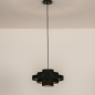 Foto 75095-2 niet_in_feed: Ronde hanglamp van vijf ringen gemaakt van stof in het zwart 