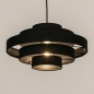 Foto 75095-4 onderaanzicht: Ronde hanglamp van vijf ringen gemaakt van stof in het zwart 