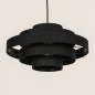 Foto 75095-9 niet_in_feed: Ronde hanglamp van vijf ringen gemaakt van stof in het zwart 