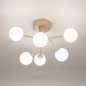 Foto 75102-2 niet_in_feed: Beige plafondlamp met zes witte bollen van glas in Scandinavische stijl