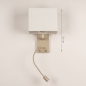 Foto 75125-1 maatindicatie: Beige wandlamp met witte kap en LED-leeslamp