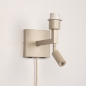 Foto 75131-1 niet_in_feed: Beige bedlamp met led leeslamp en twee schakelaars op wandplaat