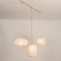 Foto 75176-2 niet_in_feed: Japandi hanglamp met drie verschillende lampionnen van beige stof 