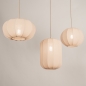 Foto 75176-21: Japandi hanglamp met drie verschillende lampionnen van beige stof 