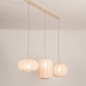 Foto 75176-3 niet_in_feed: Japandi hanglamp met drie verschillende lampionnen van beige stof 