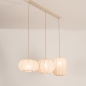 Foto 75176-4 niet_in_feed: Japandi hanglamp met drie verschillende lampionnen van beige stof 