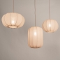 Foto 75176-5 niet_in_feed: Japandi hanglamp met drie verschillende lampionnen van beige stof 