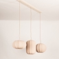 Foto 75176-9 niet_in_feed: Japandi hanglamp met drie verschillende lampionnen van beige stof 