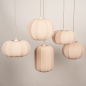 Foto 75179-11 niet_in_feed: Grote japandi hanglamp met vijf lampionnen van beige stof 