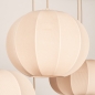 Foto 75179-16 detailfoto: Grote japandi hanglamp met vijf lampionnen van beige stof 