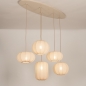 Foto 75179-2 niet_in_feed: Grote japandi hanglamp met vijf lampionnen van beige stof 