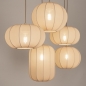 Foto 75179-4 niet_in_feed: Grote japandi hanglamp met vijf lampionnen van beige stof 