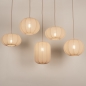 Foto 75179-6 niet_in_feed: Grote japandi hanglamp met vijf lampionnen van beige stof 