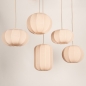 Foto 75179-9 niet_in_feed: Grote japandi hanglamp met vijf lampionnen van beige stof 
