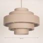 Foto 75182-1 maatindicatie: Ronde hanglamp van taupe linnen met 5 ringen in verschillende maten E27