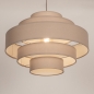 Foto 75182-3 niet_in_feed: Ronde hanglamp van taupe linnen met 5 ringen in verschillende maten E27