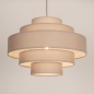Foto 75182-5: Ronde hanglamp van taupe linnen met 5 ringen in verschillende maten E27