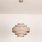 Foto 75182-6 detailfoto: Ronde hanglamp van taupe linnen met 5 ringen in verschillende maten E27
