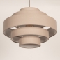 Foto 75182-7 detailfoto: Ronde hanglamp van taupe linnen met 5 ringen in verschillende maten E27
