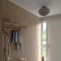 Foto 75184-8 sfeerfoto_uit: Ronde plafondlamp kap van stof in taupe 40cm E27