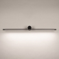 Foto 75188-2: Moderne LED-Wandleuchte mit schwarzer runder Wandplatte und schmalem Rohr mit LED-Beleuchtung