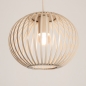 Foto 75209-15 detailfoto: Beige hanglamp met drie open kappen aan rechte balk