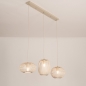 Foto 75209-4 niet_in_feed: Beige hanglamp met drie open kappen aan rechte balk