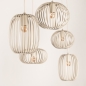 Foto 75210-10 niet_in_feed: Beige hanglamp met vijf open kappen aan rechte balk