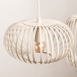 Foto 75210-17 detailfoto: Beige hanglamp met vijf open kappen aan rechte balk