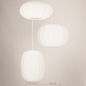 Foto 75232-1: Hanglamp in japandi stijl met drie lampionnen van witte stof