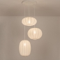 Foto 75232-3: Hanglamp in japandi stijl met drie lampionnen van witte stof