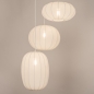 Foto 75232-4: Hanglamp in japandi stijl met drie lampionnen van witte stof