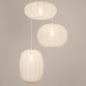 Foto 75232-5: Hanglamp in japandi stijl met drie lampionnen van witte stof