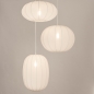 Foto 75232-7: Hanglamp in japandi stijl met drie lampionnen van witte stof