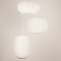 Foto 75232-9: Hanglamp in japandi stijl met drie lampionnen van witte stof