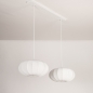 Foto 75238-10 niet_in_feed: Witte hanglamp met twee ronde lampion kappen van stof RAL9010 E27
