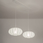 Foto 75238-3 sfeerfoto: Witte hanglamp met twee ronde lampion kappen van stof RAL9010 E27