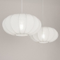 Foto 75238-8 sfeerfoto: Witte hanglamp met twee ronde lampion kappen van stof RAL9010 E27