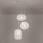 Foto 75239-3: Hanglamp in japandi stijl met drie lampionnen van witte stof