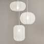 Foto 75239-5: Hanglamp in japandi stijl met drie lampionnen van witte stof