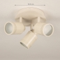 Foto 75245-1 maatindicatie: Beige plafondspot met ronde plafondplaat en drie beige Gu10 spots 