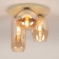 Foto 75269-2: Beige Deckenlampe mit drei verschiedenen Formen von Champagner-Gläsern